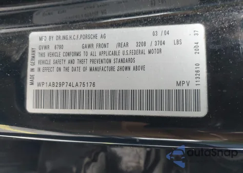 2004 Porsche Cayenne S z USA, uszkodzony, nr VIN WP1AB29P74LA75176